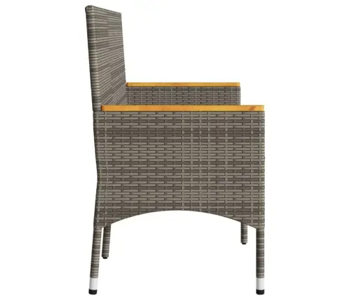 Trivietis Sodo Suoliukas Su Pagalvėlėmis, Pilkas, Poliratanas