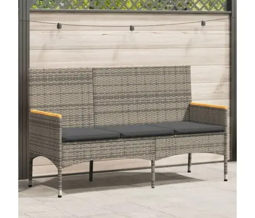 Trivietis Sodo Suoliukas Su Pagalvėlėmis, Pilkas, Poliratanas