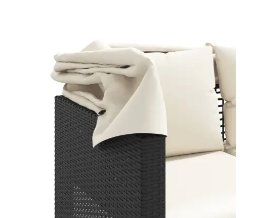 Trīsvietīgs Dārza Dīvāns Ar Jumtiņu Un Taburetēm, Melns, Pe Vidaxl