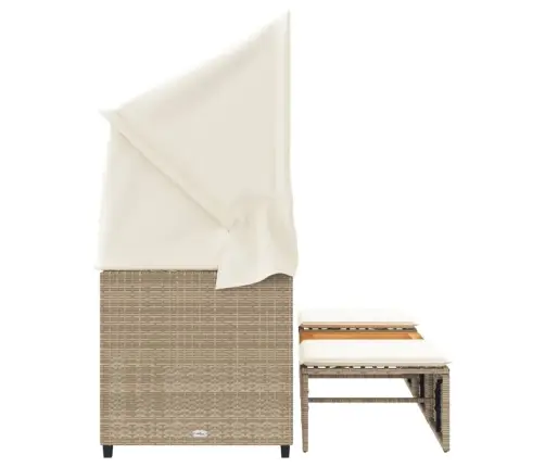 Trīsvietīgs Dārza Dīvāns Ar Jumtiņu Un Soliņiem, Bēšs, Pe Vidaxl