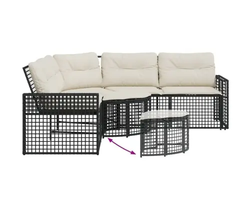 Dārza Dīvāns Ar Spilveniem Un Kājsoliņu, Melna Pe Rotangpalma Vidaxl