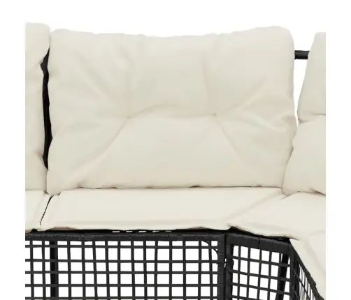 Dārza Dīvāns Ar Spilveniem Un Kājsoliņu, Melna Pe Rotangpalma Vidaxl