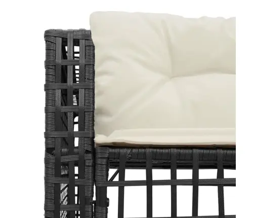 Dārza Dīvāns Ar Spilveniem Un Kājsoliņu, Melna Pe Rotangpalma Vidaxl