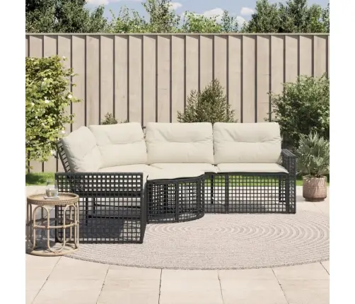 Dārza Dīvāns Ar Spilveniem Un Kājsoliņu, Melna Pe Rotangpalma Vidaxl