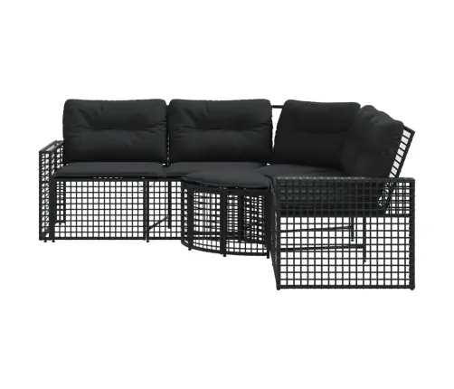 Dārza Dīvāns Ar Spilveniem Un Kājsoliņu, Melna Pe Rotangpalma Vidaxl