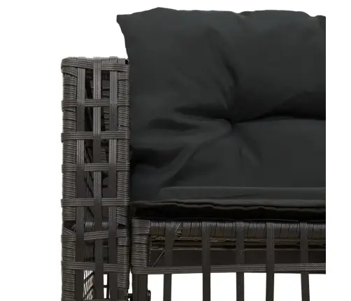 Dārza Dīvāns Ar Spilveniem Un Kājsoliņu, Melna Pe Rotangpalma Vidaxl