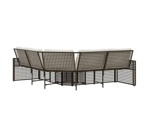 Sodo Sofa Su Pagalvėlėmis Ir Pakojomis, Ruda, Poliratanas