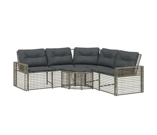 Dārza Dīvāns Ar Spilveniem Un Kājsoliņu, Pelēks Pe Rotangpalma Vidaxl