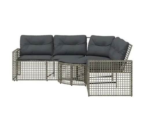 Dārza Dīvāns Ar Spilveniem Un Kājsoliņu, Pelēks Pe Rotangpalma Vidaxl