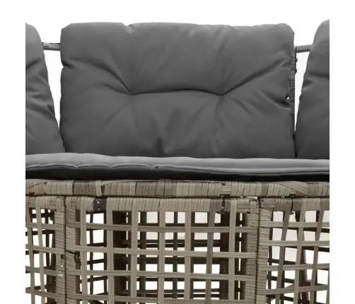 Dārza Dīvāns Ar Spilveniem Un Kājsoliņu, Pelēks Pe Rotangpalma Vidaxl