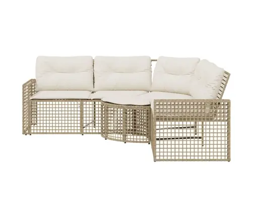 Sodo Sofa Su Pagalvėlėmis Ir Pakoja, Smėlio, Poliratanas Sodo Sofa Su Pagalvėlėmis Ir Pakoja, Smėlio, Poliratanas