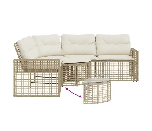 Sodo Sofa Su Pagalvėlėmis Ir Pakoja, Smėlio, Poliratanas Sodo Sofa Su Pagalvėlėmis Ir Pakoja, Smėlio, Poliratanas