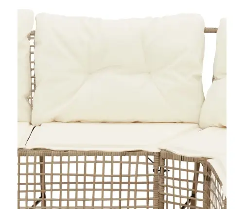 Sodo Sofa Su Pagalvėlėmis Ir Pakoja, Smėlio, Poliratanas Sodo Sofa Su Pagalvėlėmis Ir Pakoja, Smėlio, Poliratanas