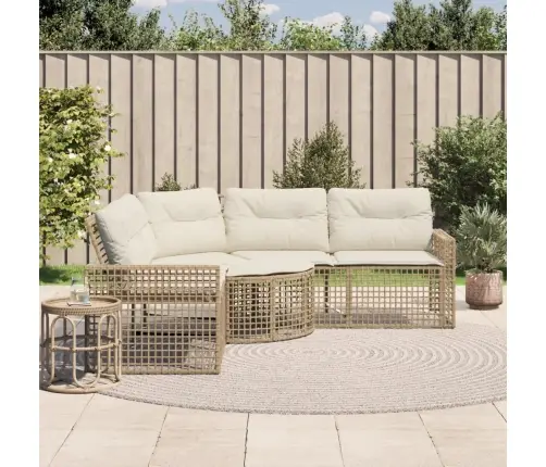 Sodo Sofa Su Pagalvėlėmis Ir Pakoja, Smėlio, Poliratanas Sodo Sofa Su Pagalvėlėmis Ir Pakoja, Smėlio, Poliratanas