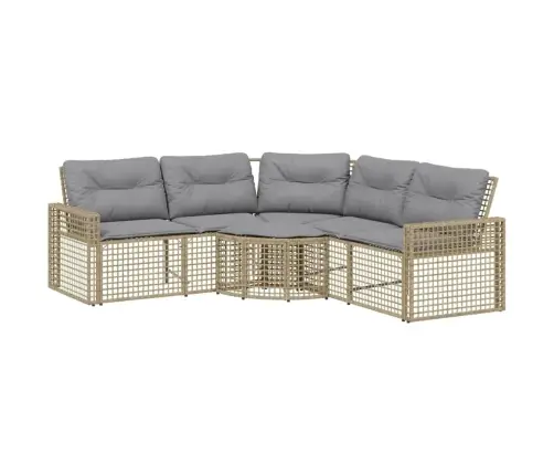 Dārza Dīvāns Ar Spilveniem Un Kājsoliņu, Bēša Pe Rotangpalma Vidaxl