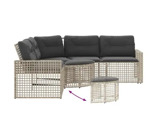 Dārza Dīvāns Ar Spilveniem Un Kājsoliņu, Pelēka Pe Rotangpalma Vidaxl