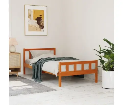 Gulta Bez Matrača, Vaska Brūnas, 90X190 Cm, Priedes Masīvkoks Vidaxl