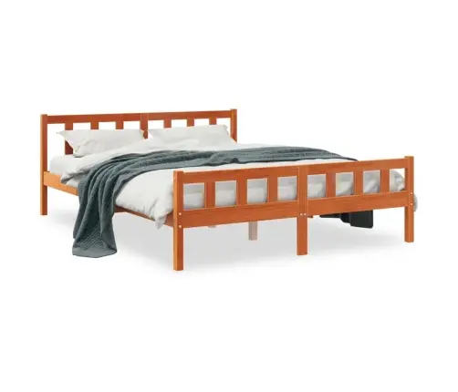 Gulta Bez Matrača, Vaska Brūnas, 150X200 Cm, Priedes Masīvkoks Vidaxl