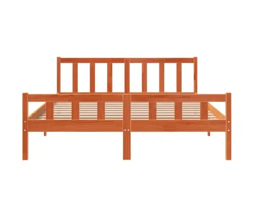 Gulta Bez Matrača, Vaska Brūnas, 150X200 Cm, Priedes Masīvkoks Vidaxl