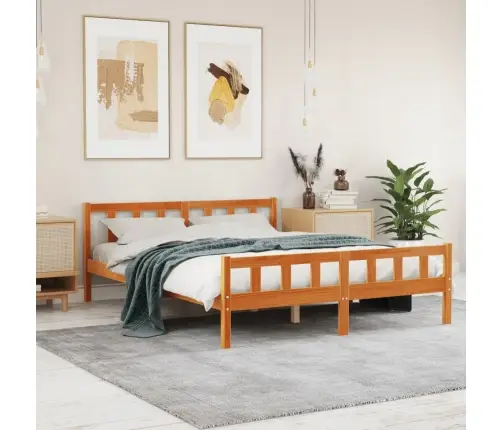 Gulta Bez Matrača, Vaska Brūnas, 150X200 Cm, Priedes Masīvkoks Vidaxl