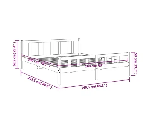 Lovos Rėmas Be Čiužinio, Vaško Rudas, 160X200cm Pušies Masyvas