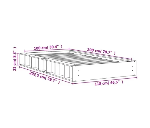 Lovos Rėmas Be Čiužinio, Vaško Ruda, 100X200cm Pušis