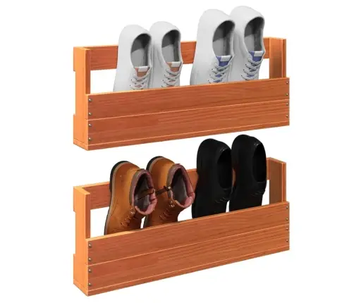 Sienas Apavu Plaukti, 2 Gab., 59X8,5X23,5Cm, Brūns Priedes Koks Vidaxl