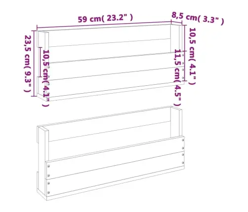 Sienas Apavu Plaukti, 2 Gab., 59X8,5X23,5Cm, Brūns Priedes Koks Vidaxl