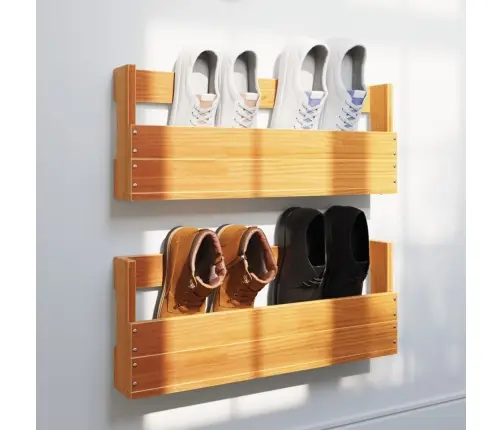 Sienas Apavu Plaukti, 2 Gab., 59X8,5X23,5Cm, Brūns Priedes Koks Vidaxl