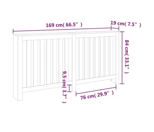 Radiatoriaus Uždangalas, Vaško Rudas, 169X19X84cm Pušis