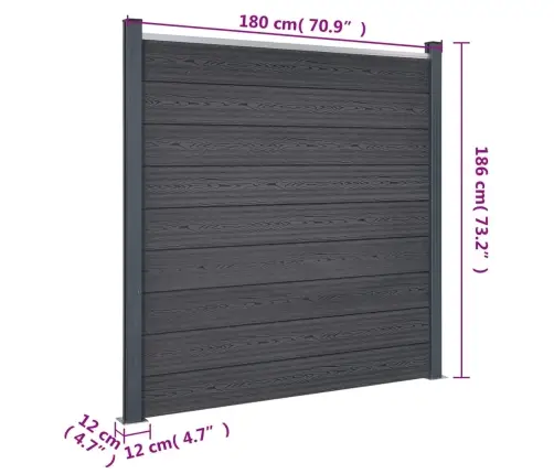 Tvoros Segmento Rinkinys, Pilkos Spalvos, 180X186cm Wpc