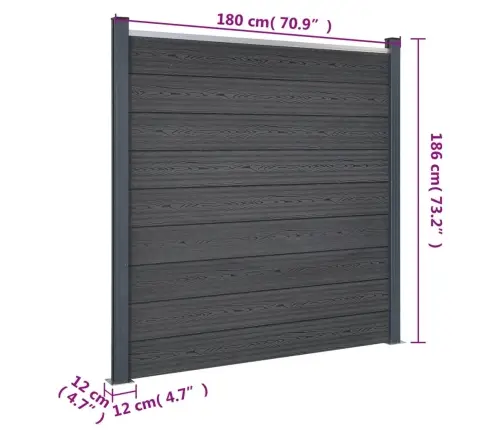 Žoga Paneļu Komplekts, Pelēks, 526X186 Cm, Wpc Vidaxl Žoga Paneļu Komplekts, Pelēks, 526X186 Cm, Wpc Vidaxl