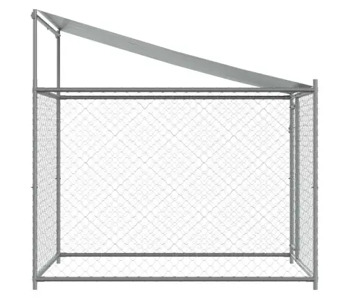 Suņu Būris Ar Jumtu Un Durvīm, Pelēks, 2X2X2 M, Cinkots Tērauds Vidaxl