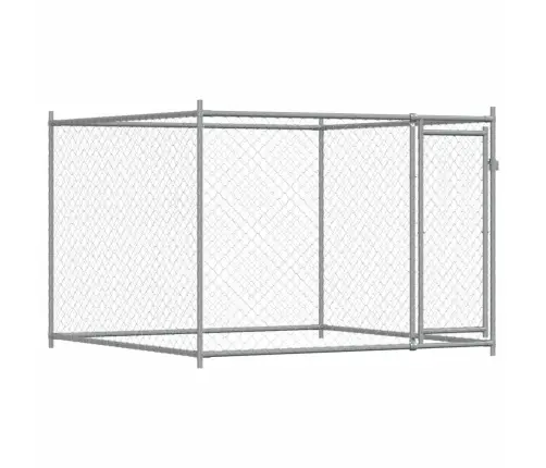 Suņu Būris Ar Durvīm, Pelēks, 2X2X1,5 M, Cinkots Tērauds Vidaxl