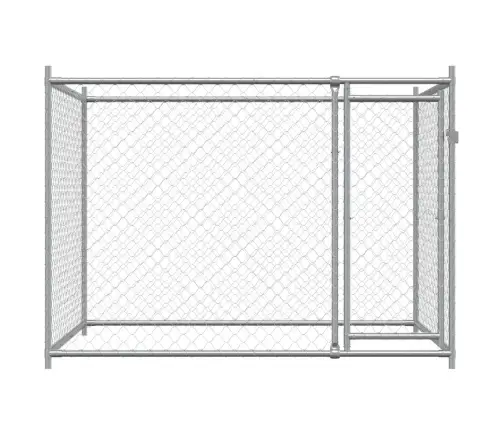 Suņu Būris Ar Durvīm, Pelēks, 2X2X1,5 M, Cinkots Tērauds Vidaxl