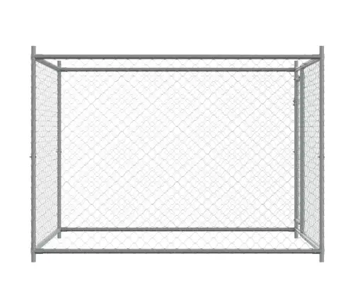 Suņu Būris Ar Durvīm, Pelēks, 2X2X1,5 M, Cinkots Tērauds Vidaxl