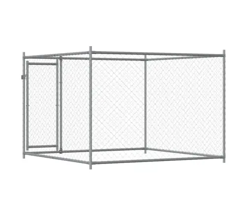 Suņu Būris Ar Durvīm, Pelēks, 2X2X1,5 M, Cinkots Tērauds Vidaxl