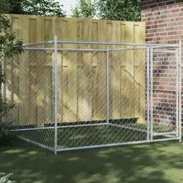 Suņu Būris Ar Durvīm, Pelēks, 2X2X1,5 M, Cinkots Tērauds Vidaxl Suņu Būris Ar Durvīm, Pelēks, 2X2X1,5 M, Cinkots Tērauds Vidaxl