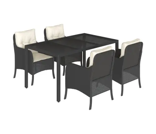 5-Daļīgs Dārza Mēbeļu Komplekts, Matrači, Melna Pe  Rotangpalma Vidaxl