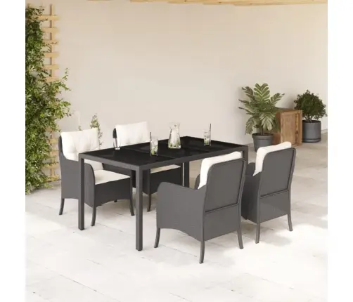 5-Osaline Aiamööbli Komplekt Patjadega, Must, Polürotang