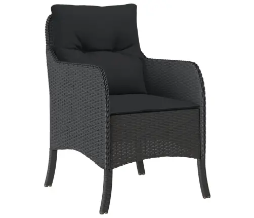 7-Osaline Aiamööblikomplekt Patjadega, Must, Polürotang