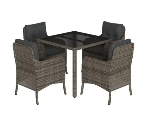 5-Daļīgs Dārza Mēbeļu Komplekts, Matrači, Pelēka Pe Rotangpalma Vidaxl