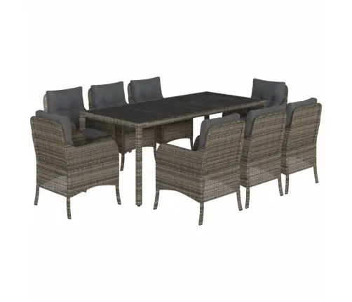 9-Osaline Aiamööbli Komplekt Patjadega, Hall, Polürotang