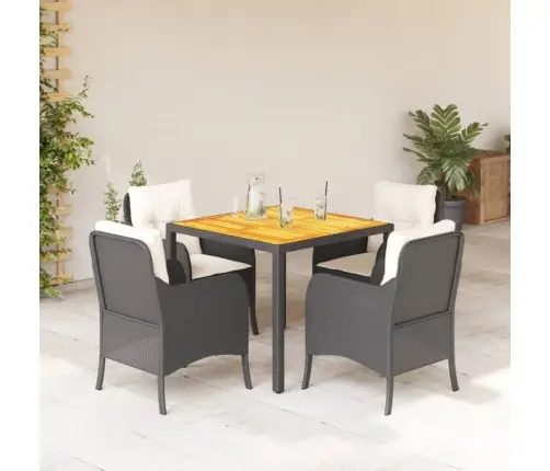 5-Daļīgs Dārza Mēbeļu Komplekts, Matrači, Melna Pe  Rotangpalma Vidaxl