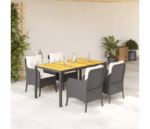 5-Daļīgs Dārza Mēbeļu Komplekts, Matrači, Melna Pe  Rotangpalma Vidaxl