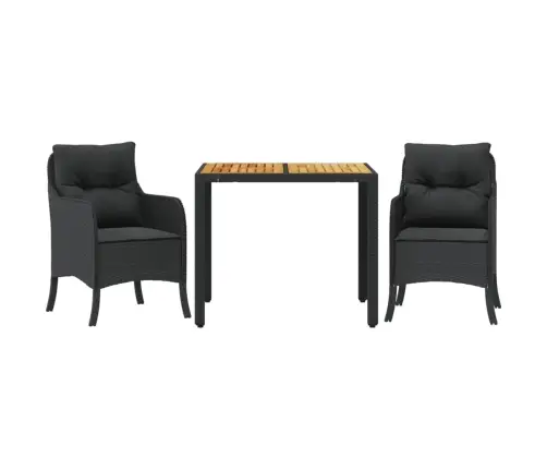 Sodo Komplektas Su Pagalvėlėmis, 3 Dalių, Juodas, Poliratanas