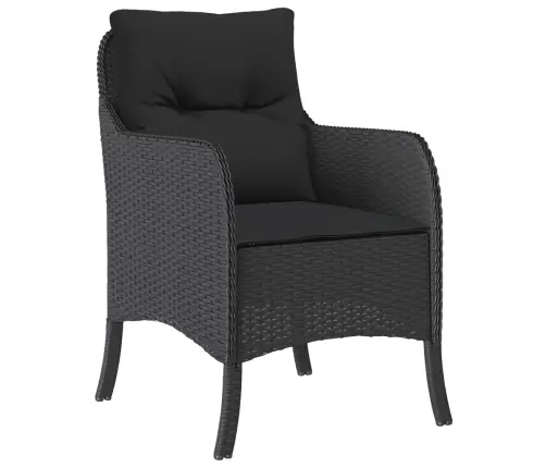 Sodo Komplektas Su Pagalvėlėmis, 3 Dalių, Juodas, Poliratanas