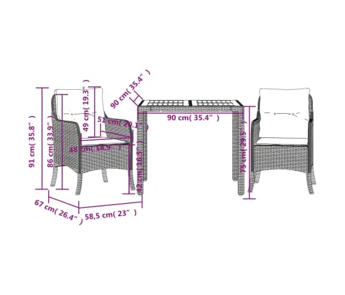 Sodo Komplektas Su Pagalvėlėmis, 3 Dalių, Juodas, Poliratanas