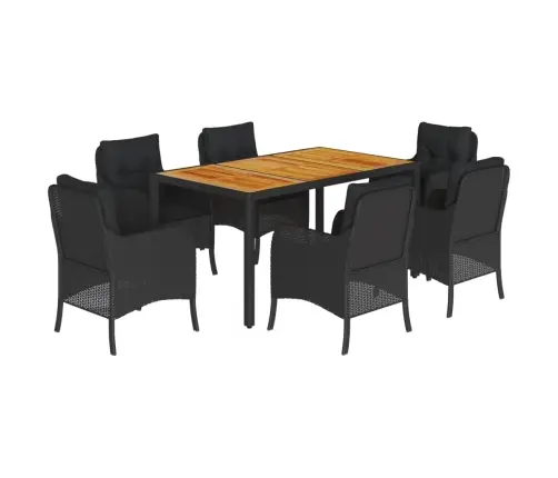 Sodo Komplektas Su Pagalvėlėmis, 7 Dalių, Juodas, Poliratanas