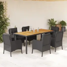 Sodo Komplektas Su Pagalvėlėmis, 7 Dalių, Juodas, Poliratanas